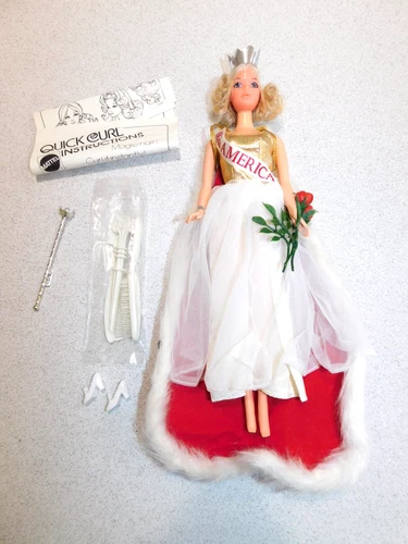 Barbie:  VINTAGE 1972 Blonde QUICK CURL MISS AMERICA Doll w/Instructions!