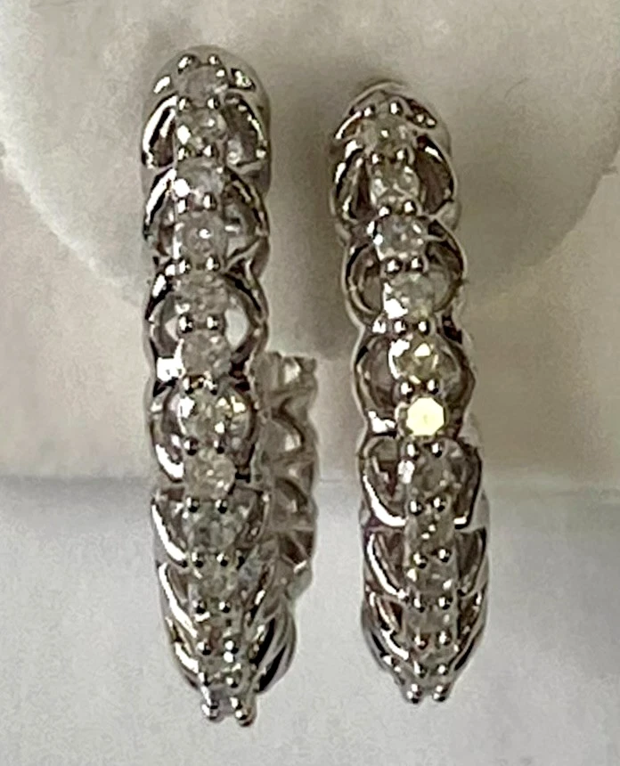 QVC Affinity Sterling Silver 0.20cttw White Diamond Huggie Hoops Earrings - Image 2 of 4