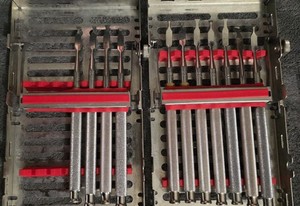 Hu-Friedy chisels (Lot of 11) + Hu-Friedy IMS cassette