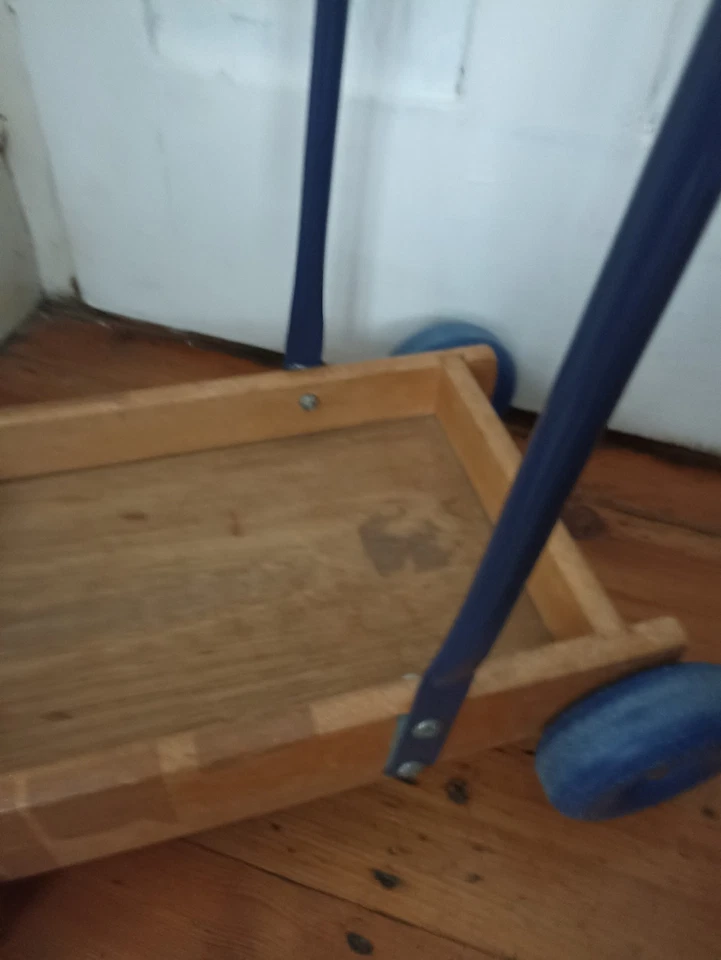 Vintage Wooden Pushalong Baby Walker + 20 Bricks - Image 4 of 4