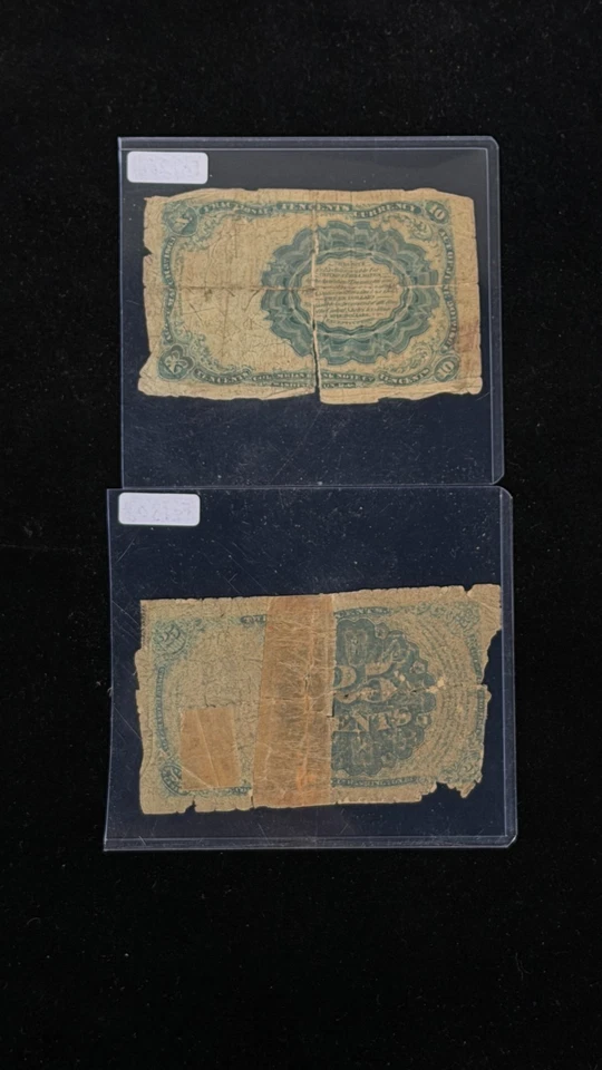 (LOT OF 2) 1874 10c 25c US Fractional Currency 5th Issue cents Fr 1266 & Fr 1308 - Image 2 of 4