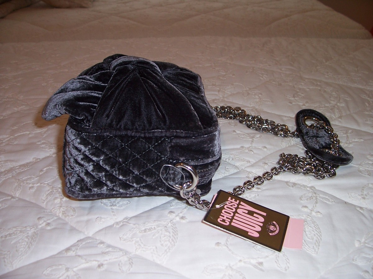 NWT Juicy Couture VELVET BOW CHAIN STRAP Shoulder Bag GRAY NWT Juicy Couture VELVET BOW CHAIN STRAP Shoulder Bag GRAY