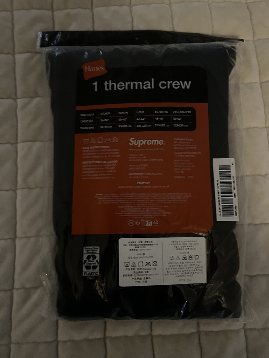 Supreme® Hanes Thermal Crew 1-Pack L/S Top Black FW24 Men's
