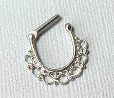 1pc 100% SURGICAL STEEL Tribal Fan Filigree Clicker Pierced Nose Ring 14g 16g