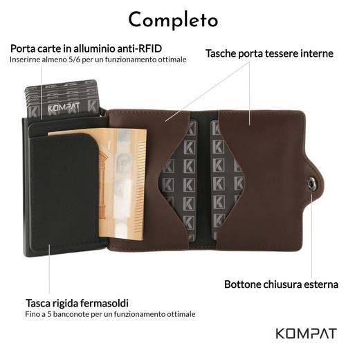 Porta Carte di Credito RFID Portafoglio Uomo Slim Portafoglio Piccolo Sottile - Foto 19 di 83