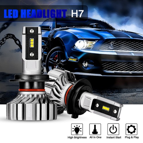 H7 LED HEADLIGHT BULBS PERFECT BEAM 6500K 10000LM HIGH POWER FANLESS 300% BRIGHT - Picture 2 of 12