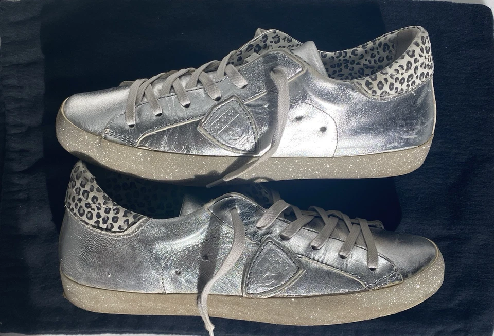 Sneakers argento con glitter Philippe Model - Immagine 2 di 4
