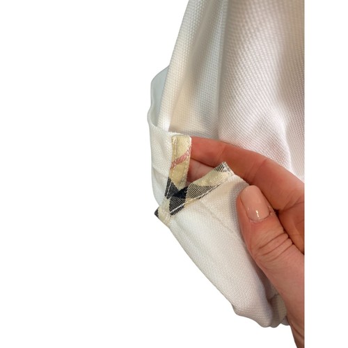 Burberry Nova Check 100% Cotton White Sleeveless Polo Golf Tennis Used Size 8 - Picture 9 of 13