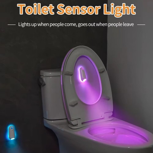 Toilet Bowl LED Night Light 8 Colors Motion Activated Seat Sensor Lamp Bathroom - Picture 2 of 16