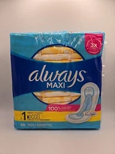 Always Maxi Daytime Unscented Pads w/o Wings, Size 1 RegularAbsorbency, 48 Count