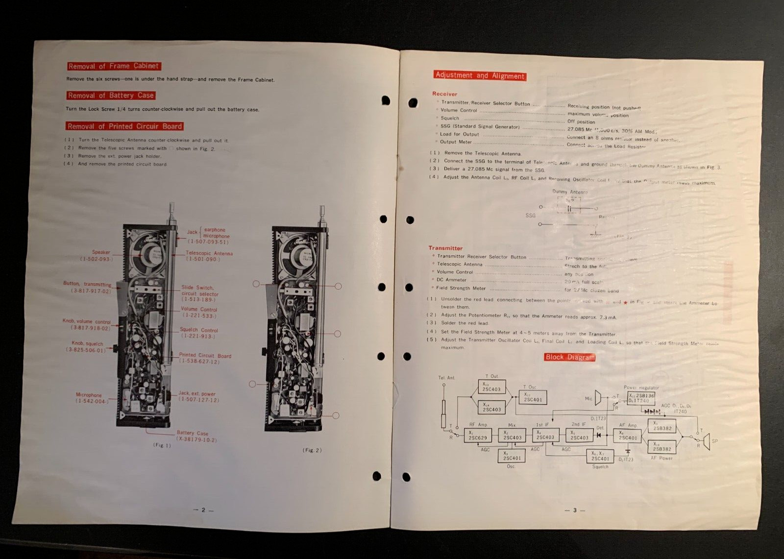 SONY CB147W Portable CB Radio ORIGINAL Service Manual 1967 Falak