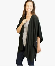 Bamboobies Black Nursing Shawl Open Front Cardigan Cover One Size UPF 50+ Sealed