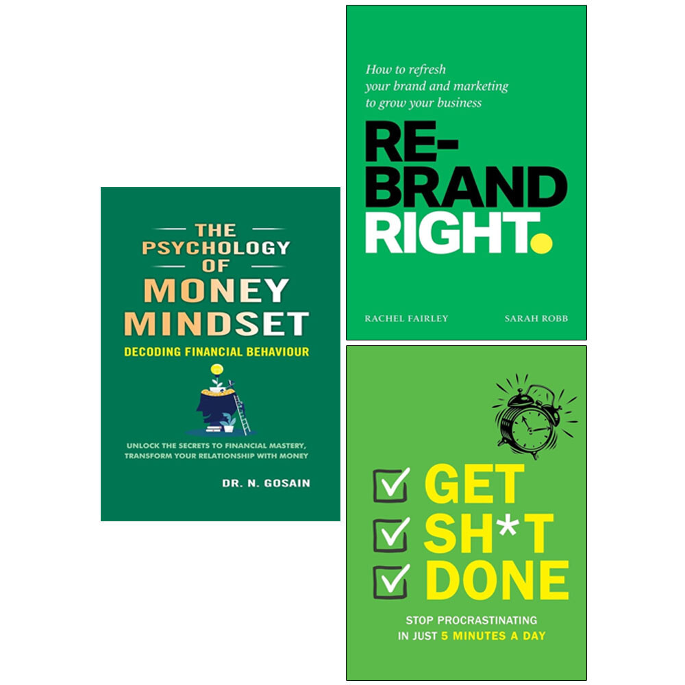 Rebrand Right, Get Sh*t Done Chartwell, Psychology of Money Mindset 3 Books Set
