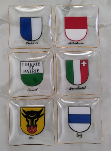 12 x Glas Schale Schweizer Wappen Vintage Goldrand Sammler Auflösung Sammlung - Bild 3 von 9