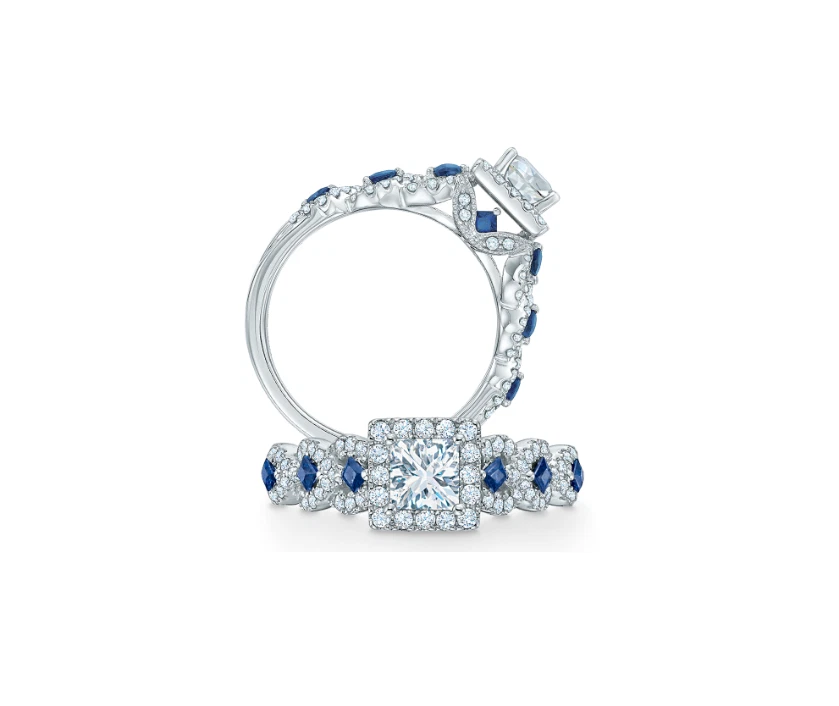 Vera Wang Love 14k White Gold Lab Created Diamond Blue Sapphire