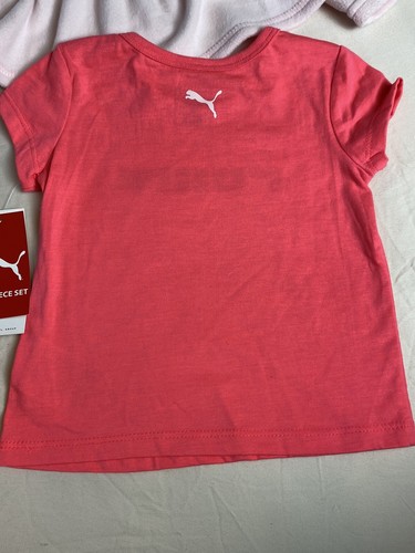 T-shirt nuova con etichette Puma 18 mesi set di 3 pezzi pile cerniera intera pantaloni pile rosa perla - Foto 11 di 17