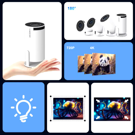 Projecteur intelligent 4K Wifi 6 avec décodeur Android 11 intégré