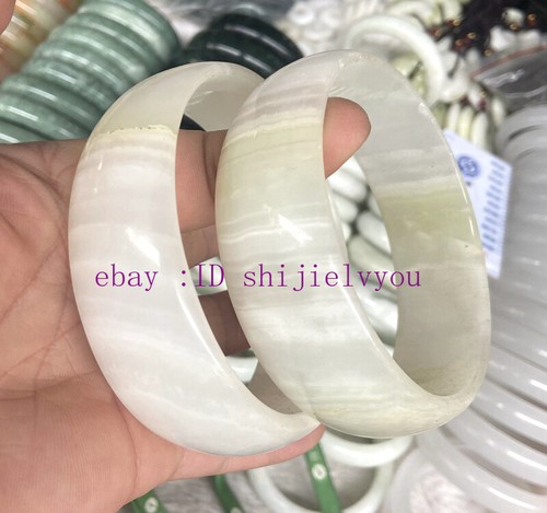 Zertifiziertes 90 mm riesiges natürliches Afghanistan weiße Jade handgeschnitztes Armband - Bild 2 von 8