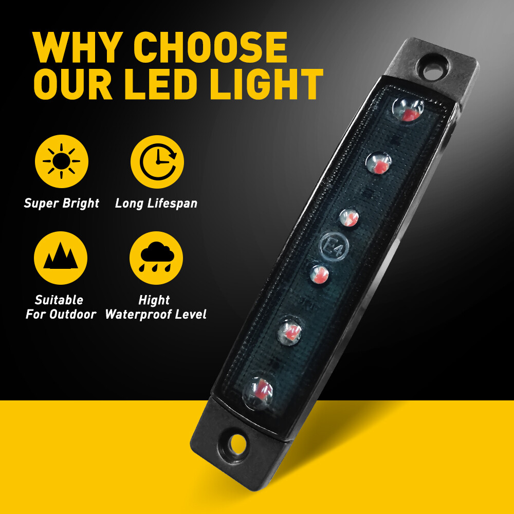 Red Smoked Strip LED Running Light For Truck Trailer Signal light Waterproof NEW