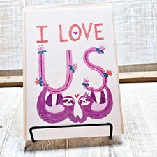 American Greetings Anniversary Card Pink Sloths Love Us Foil Shiny