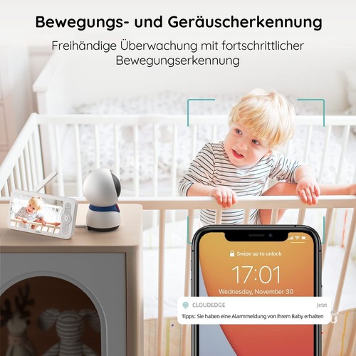 Babyphone mit Kamera WLAN WIFI 2,0"~5,0" Bildschirm Ton & Bild Temperaturanzeige - Imagen 23 de 48