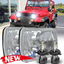 2pc 7x6 5x7 Led Headlights Hilo Dot Fit 1986 1987-1995 Jeep Wrangler Yj