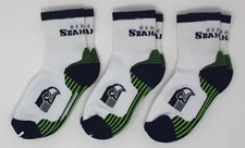 Seattle Seahawks NFL 1/4 Quarter Kids *3 Pairs* Socks *Youth Size
