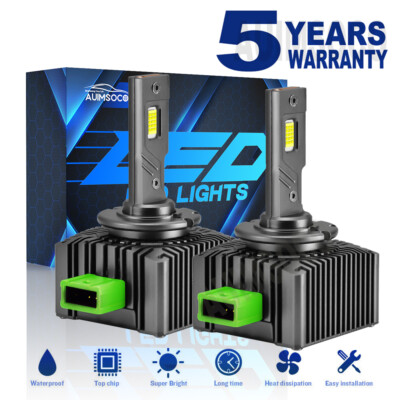 LED Headlight Bulbs Replace D3S D3R HID Xenon Super White Bright Conversion Kit