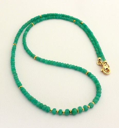 Precioso Esmeralda Cadena Natural Facetadas Rondell Verde Piedras Collar 47CM - Imagen 2 de 2