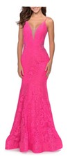 La Femme Long Mermaid Lace Gown