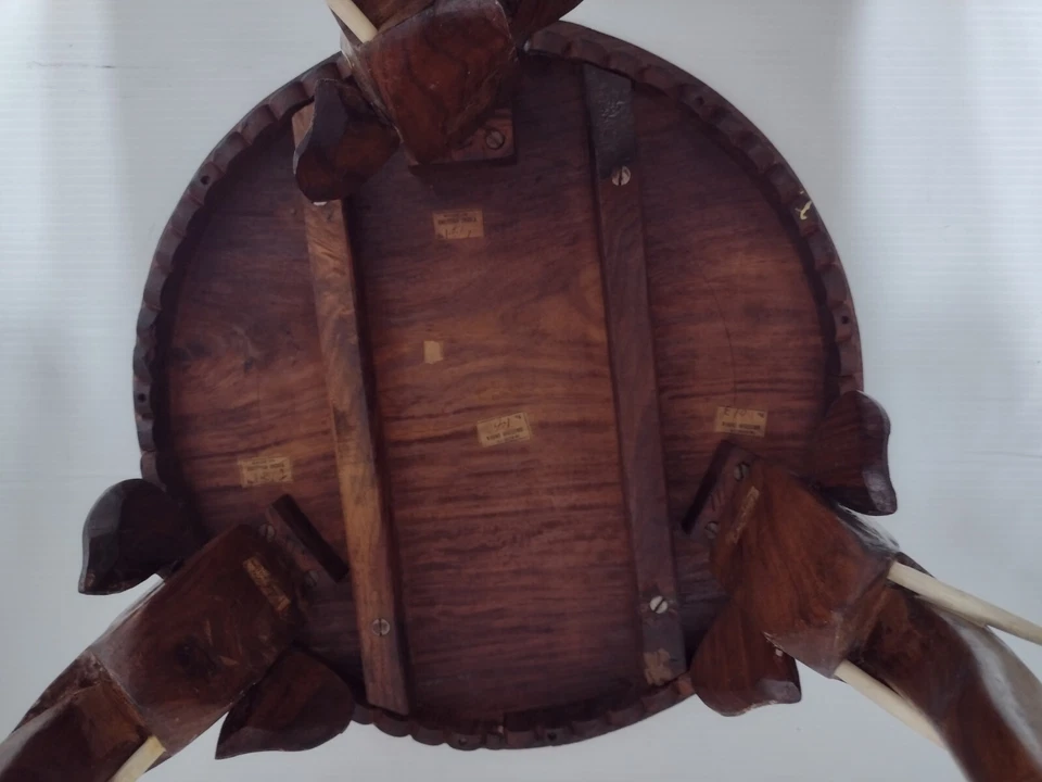 Indian Table Inlaid Mother Of Pearls Elephant Legs Round Table British antique - Image 3 of 4