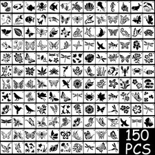 150 Pcs Stencils for Painting Bulk 3 Inch Reusable Stencils for Crafts on Fab...