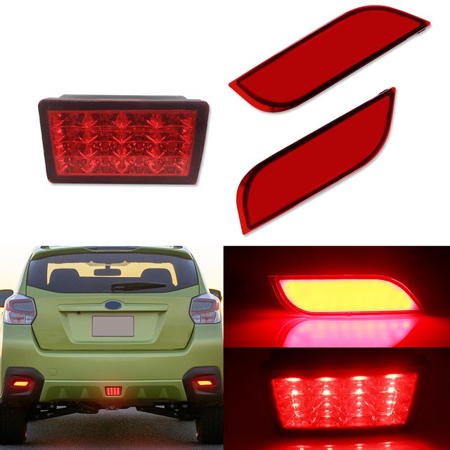 3X Rear Bumper Reflectors Red Lens Tail Brake Lamp For 13up Subaru XV