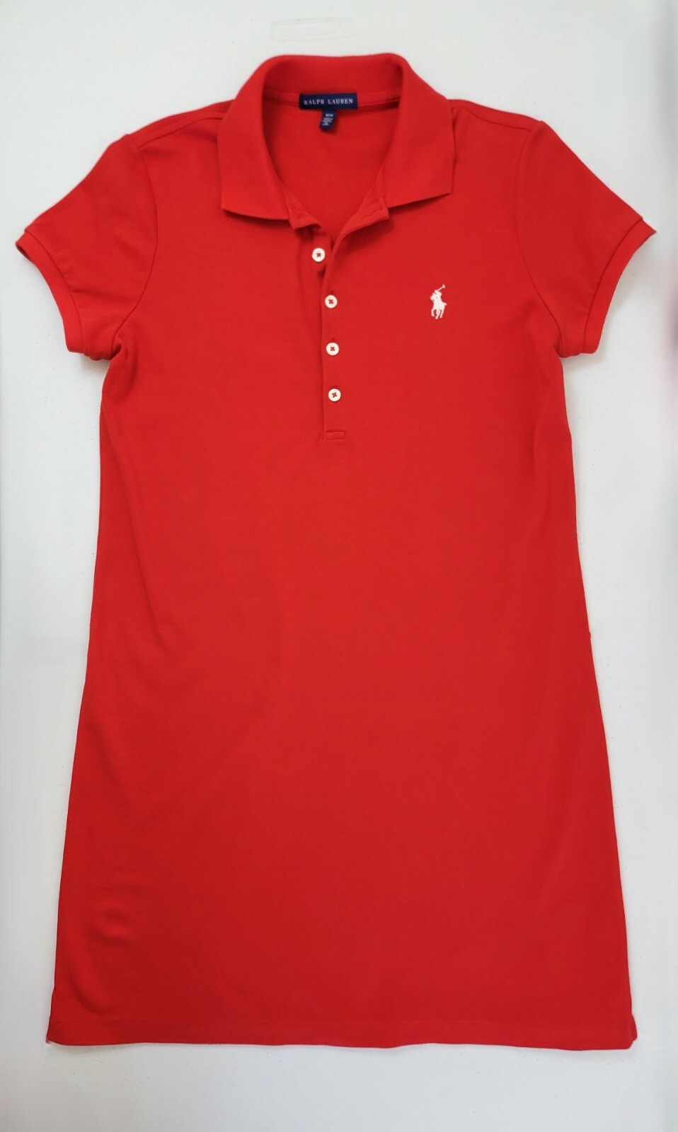 Ralph Lauren Polo Shirt Dress Red Short Medium White Pony Logo Preppy Old Money thumbnail 4