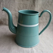 CAFETIÈRE ÉMAILLÉE ANCIENNE - SANS COUVERCLE - VERT AMANDE - BON ÉTAT