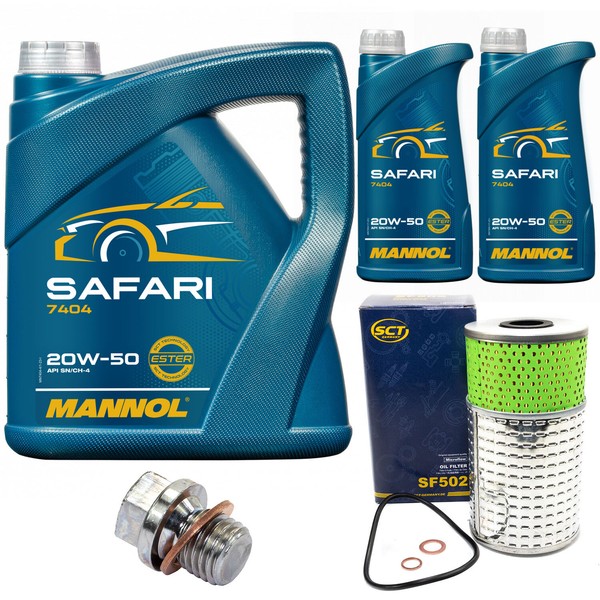 MotoröL Set Mannol 20W-50 Safari 7 Liter + ÖLfilter + Schraube FüR Mercedes 190-image