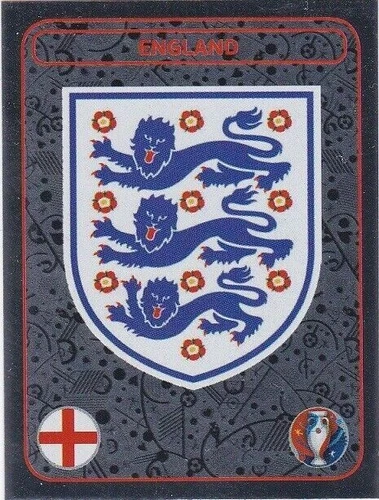 PANINI EURO 2016 ~ FIGURINA singola n. 122 sticker ~ scudetto shiny England