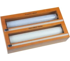 BAMBOO 2 in 1 Foil & Cling Food Wrap Organizer w/Cutters & Labels NEW IN BOX