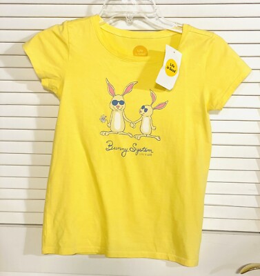 Life Is Good Girls Crusher T Shirt Easter NWT Size 10 Bunny System Yellow