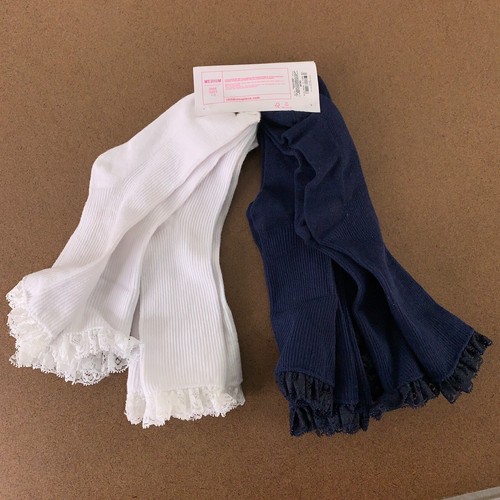 The Childrens Place Girls Shoe Size 1-2 Navy White Lace Ruffle Socks 6-Pack NWT - Picture 5 of 6