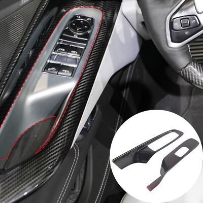 Real Carbon Fiber Window Lift Switch Panel Trim For Corvette C8 Convertible 20+