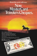 1981 MasterCard Travelers Cheques: Roam the World with00 Vintage Print Ad