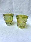 Fenton Iridescent Carnival Glass Candle Votive Set of 2 Green