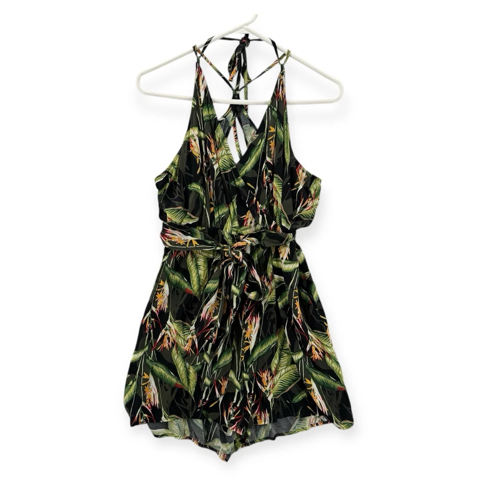 BCBGMAXAZRIA Bird Of Paradise Mameluco Mujer Pequeño Envolvente Corbata Cintura Halter Nuevo con Etiquetas Foto 2 de 4