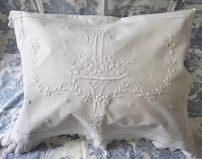 Antique White Work Lace Embroidered Nightdress Pyjama Case Cushion Cover #G 61