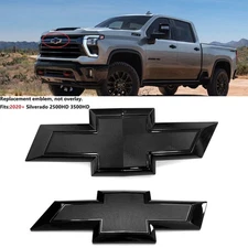 2020+ Grille & Tailgate Bowtie Emblem for Silverado 2500HD 3500HD Gloss Black