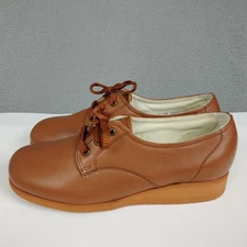Footthrills by Clinic Shoes Womens 9 B/2A Brown Leather Oxford Made In USA VTG