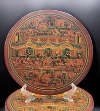 Vintage Burmese Yun De Lacquerware Table Mats Set of 6