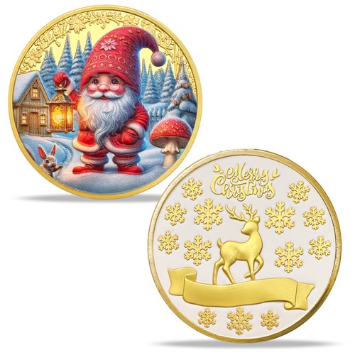 5XCheerful Navidad Gnomo Moneda Feliz Navidad Vacaciones Coleccionable Regalo Decoración - Imagen 15 de 16