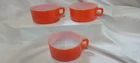 3 Vintage Anchor Hocking Fire-King orange D-handle soup bowls or chili mugs.